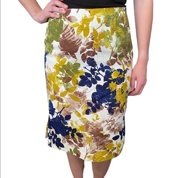 Pendleton Linen Blend Fall Floral  Skirt - Picture 4 of 9